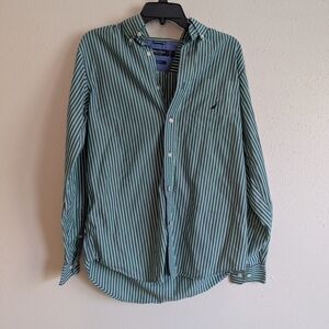Nautica Men's Teal Striped Button Down Shirt